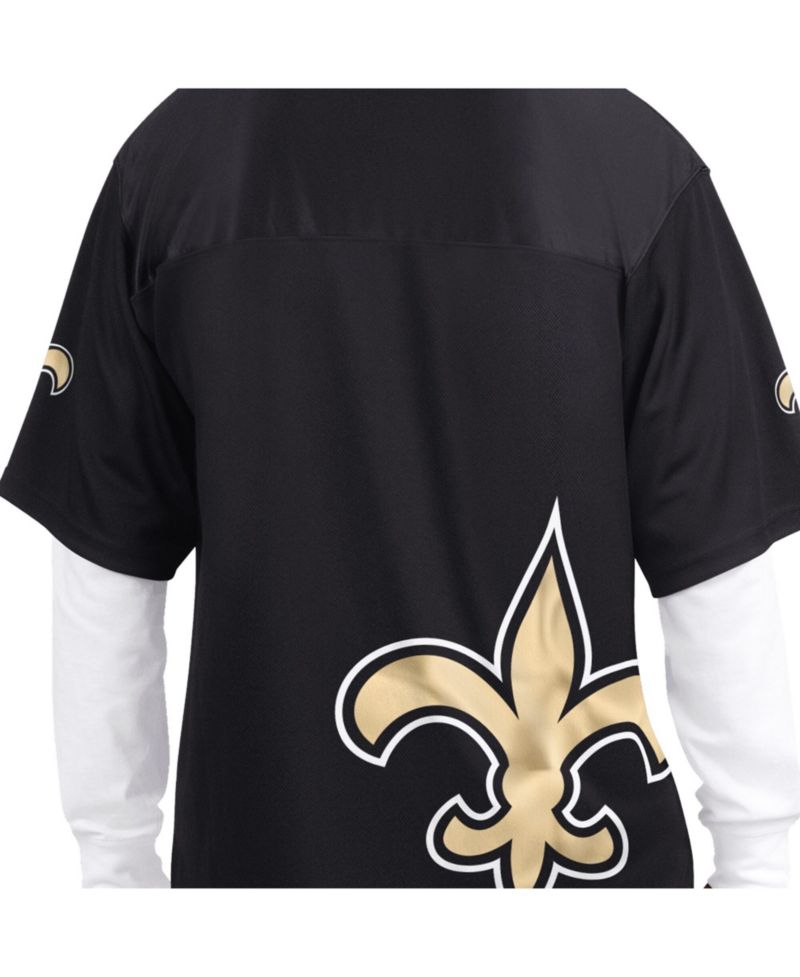 Men's Black/White New Orleans Saints Short Sleeve Long Sleeve Combo Pack T-Shirt