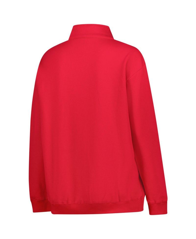 Women's Red/Black Georgia Bulldogs Plus Size Quarter-Zip Pullover Hoodie
