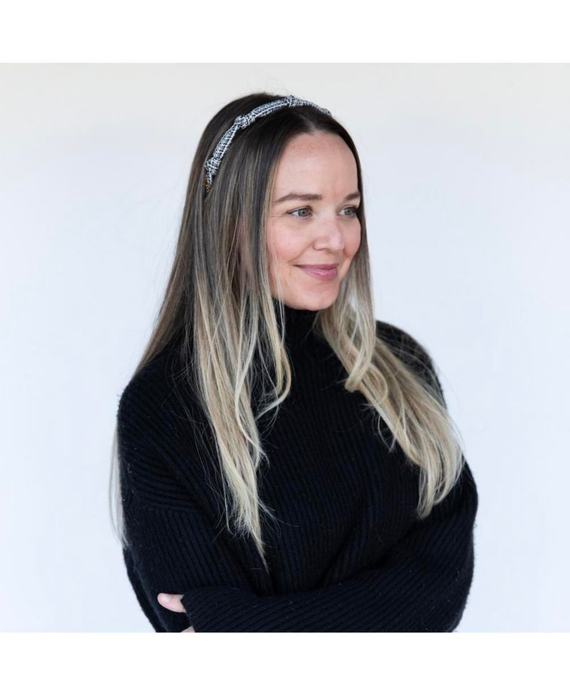 Women's Knotted Tweed Headband - Black Ivory