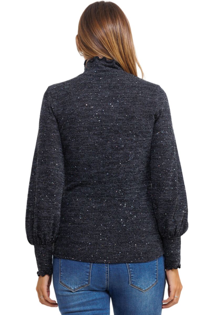 Maternity Shimmer Long Sleeve Mock Neck Top