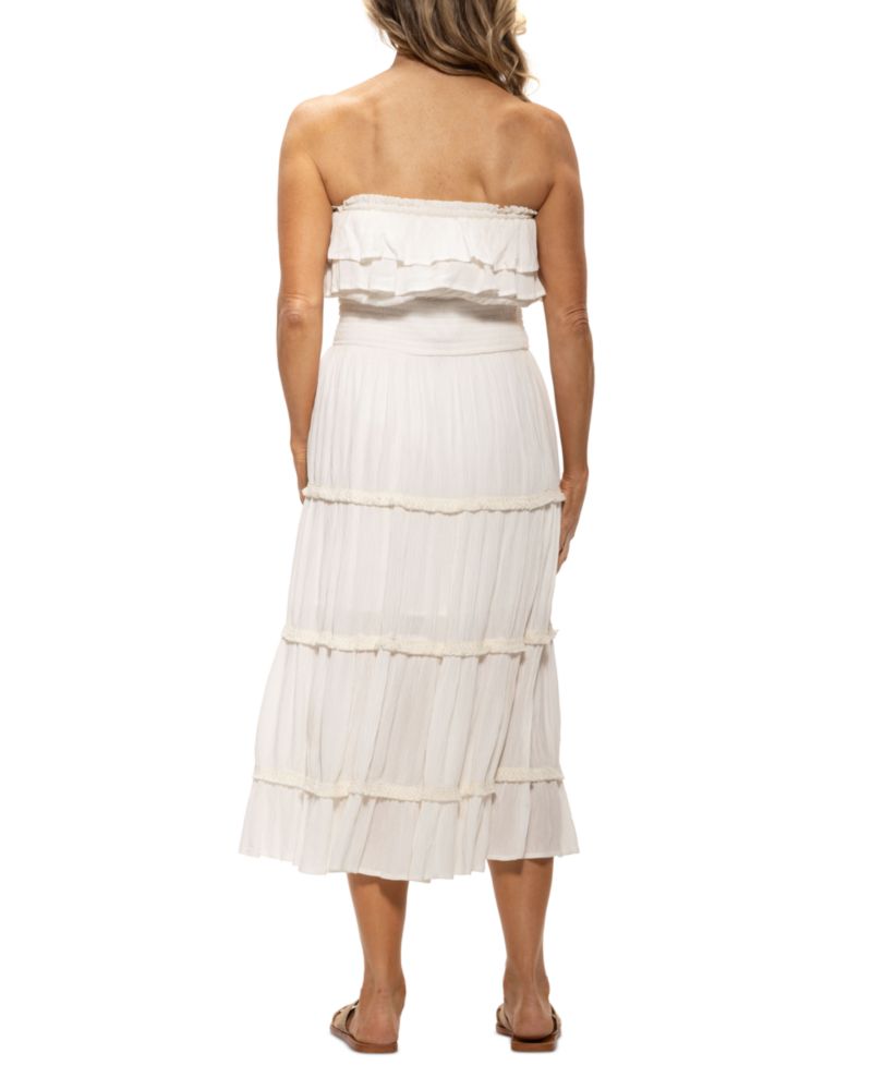 Women's Ruffled Smocked-Waist Tiered Cover-Up Dress