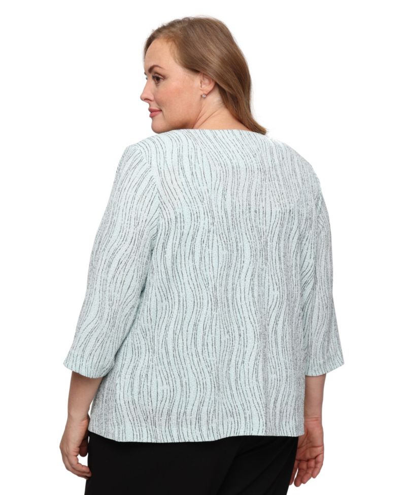Plus Size Scoop Neck Top And Jacket, 2-Piece Set