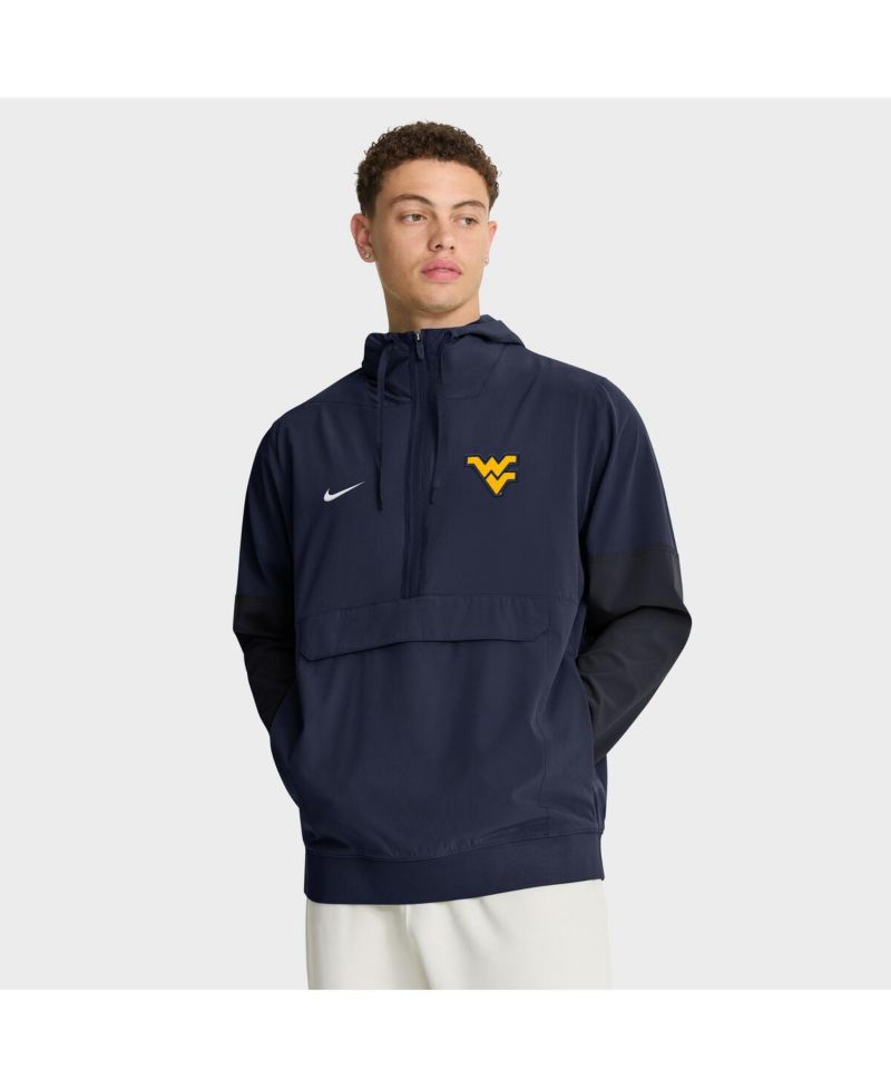 Men's Navy West Virginia Mountaineers Anorak Half-Zip Hoodie Jacket