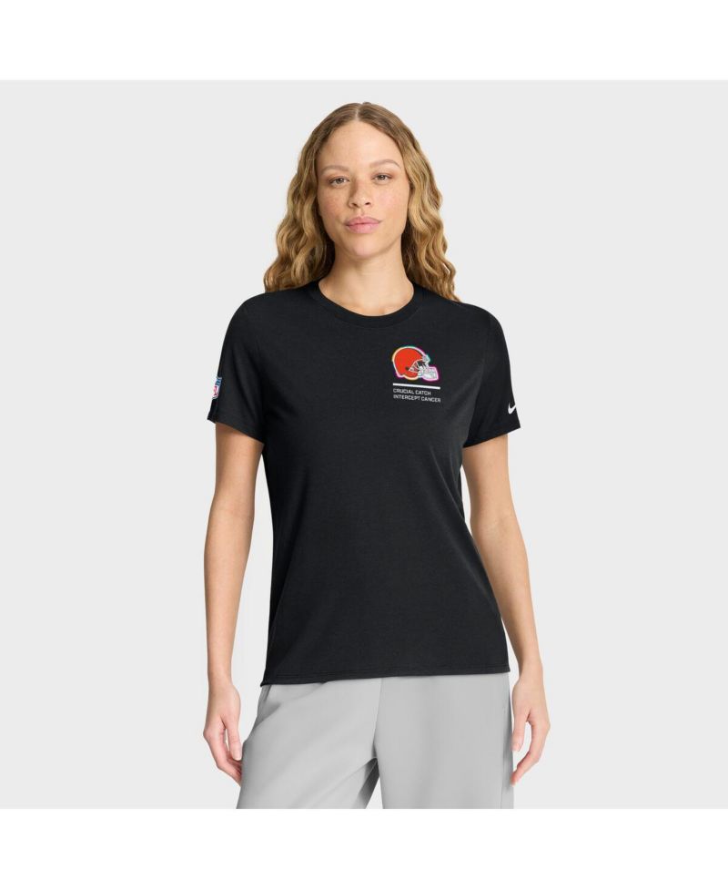 Women's Black Cleveland Browns 2025 NFL Crucial Catch Tri-Blend Dri-FIT T-Shirt