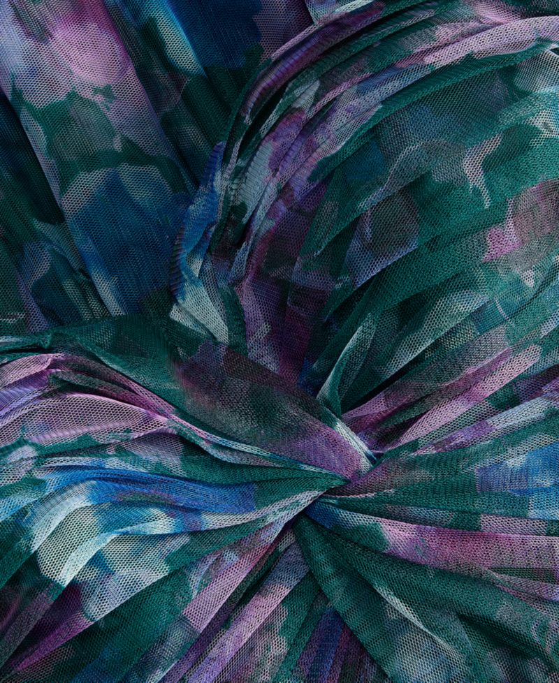 SENI & CADE Juniors' Twisted Printed Mesh Fit & Flare Dress