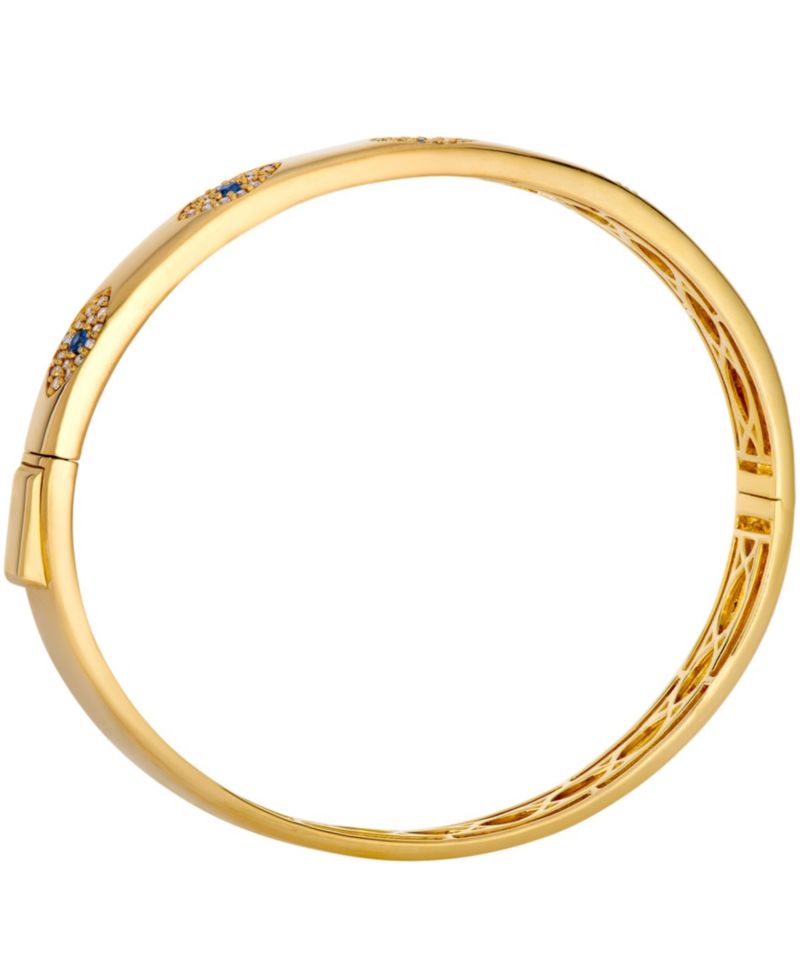Diamond (1/2 ct. t.w.) and Blueberry Sapphire (1/4 ct. t.w.) Bangle Bracelet in 14k Honey Gold