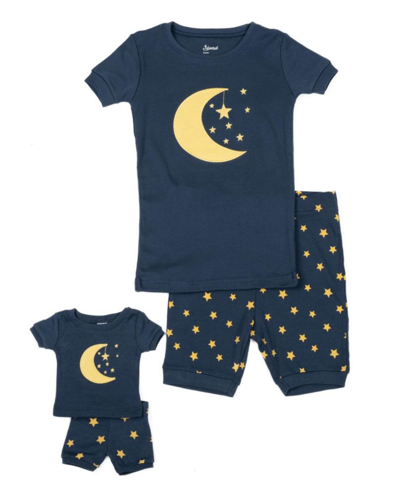 Big Girls Matching Doll Snug-Fit Cotton Short Sleeve Pajamas