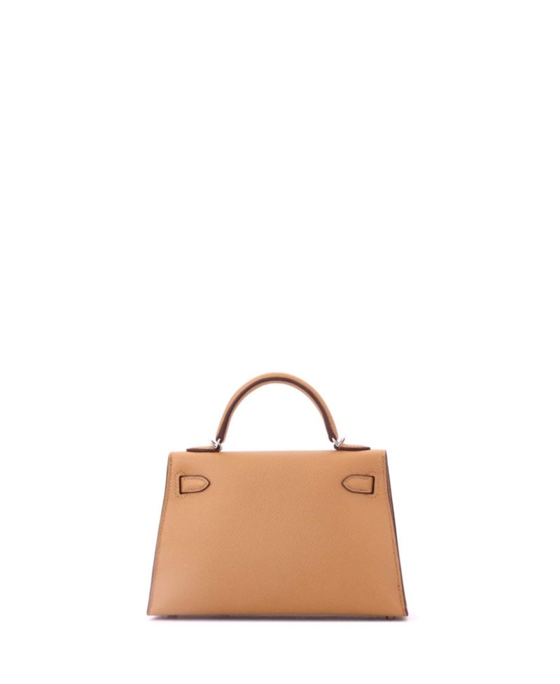 Pre-Owned Hermes Kelly 20 Handbag Brown Epsom with Palladium Hardware