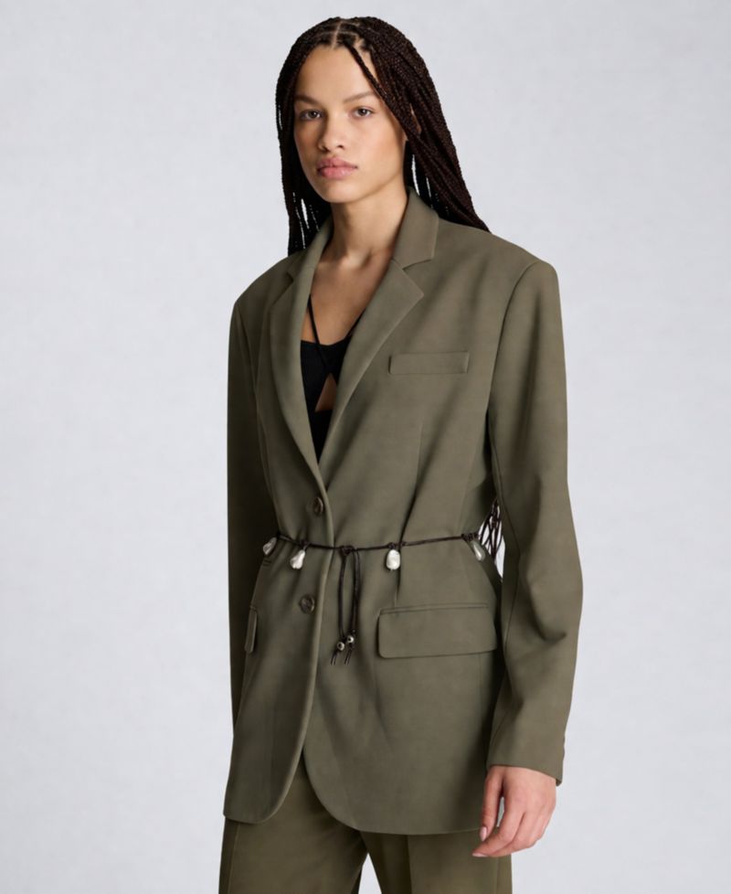 Women's Boyfriend Blazer with Pearl Charm Belt