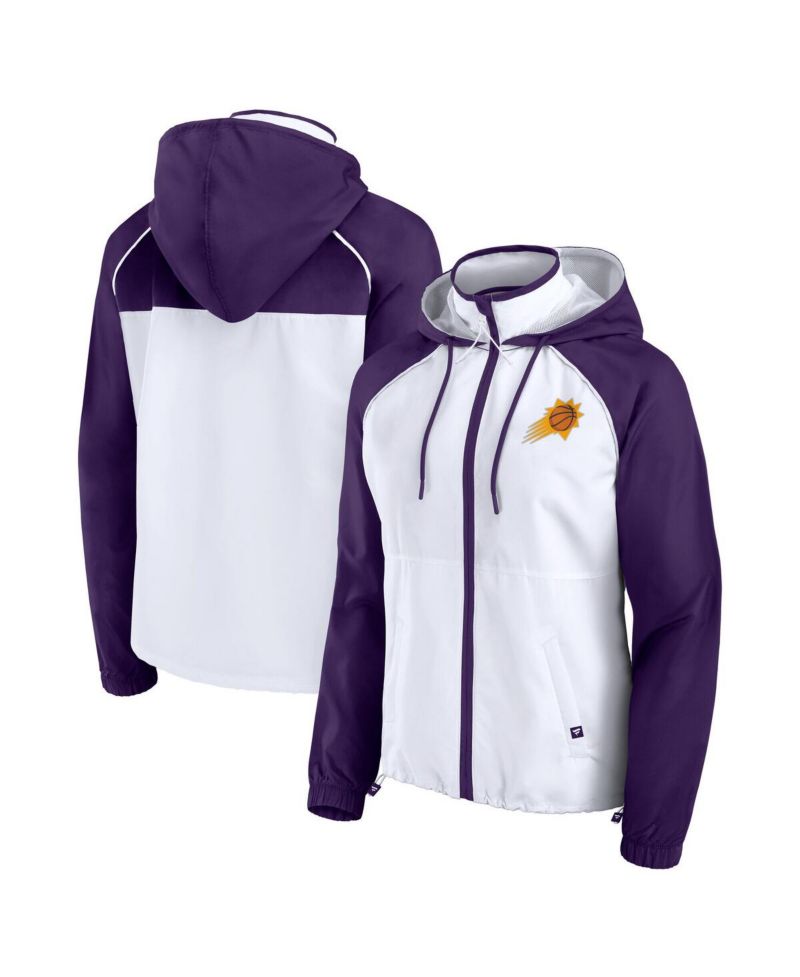 Women's White/Purple Phoenix Suns Anorak Raglan Full-Zip Hoodie Jacket