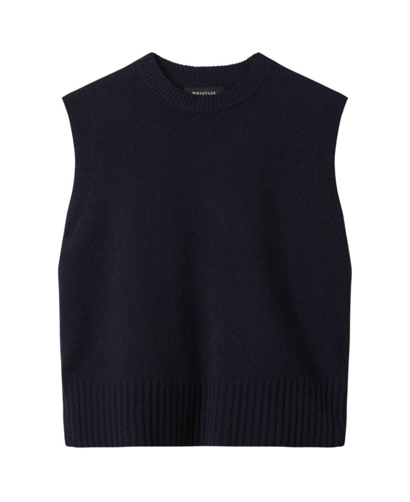 Women's Sleeveless Boxy-Fit Wool Sweater Vest