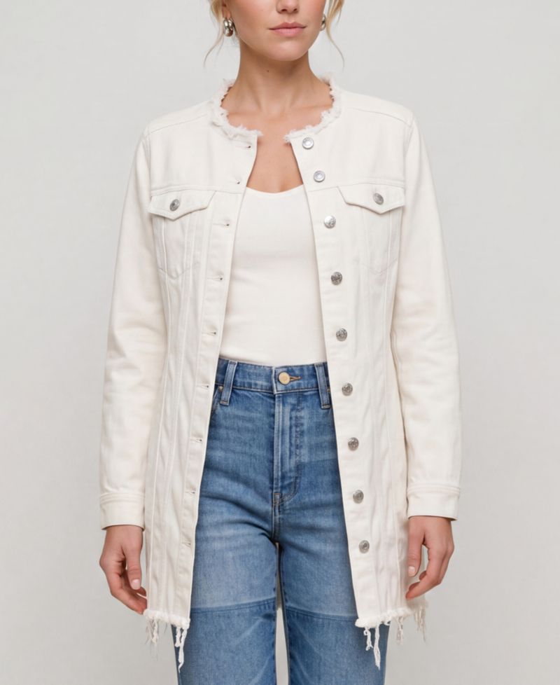 Women's Collarless Trucker Denim Dress