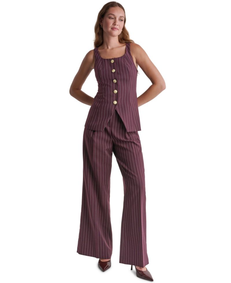 Women's High-Rise Wide-Leg Pinstripe Pants