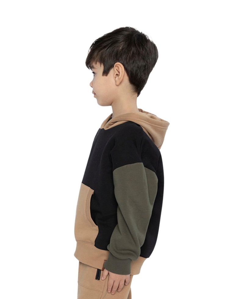 Little Boys Hooded Color block Fleece Cardigan