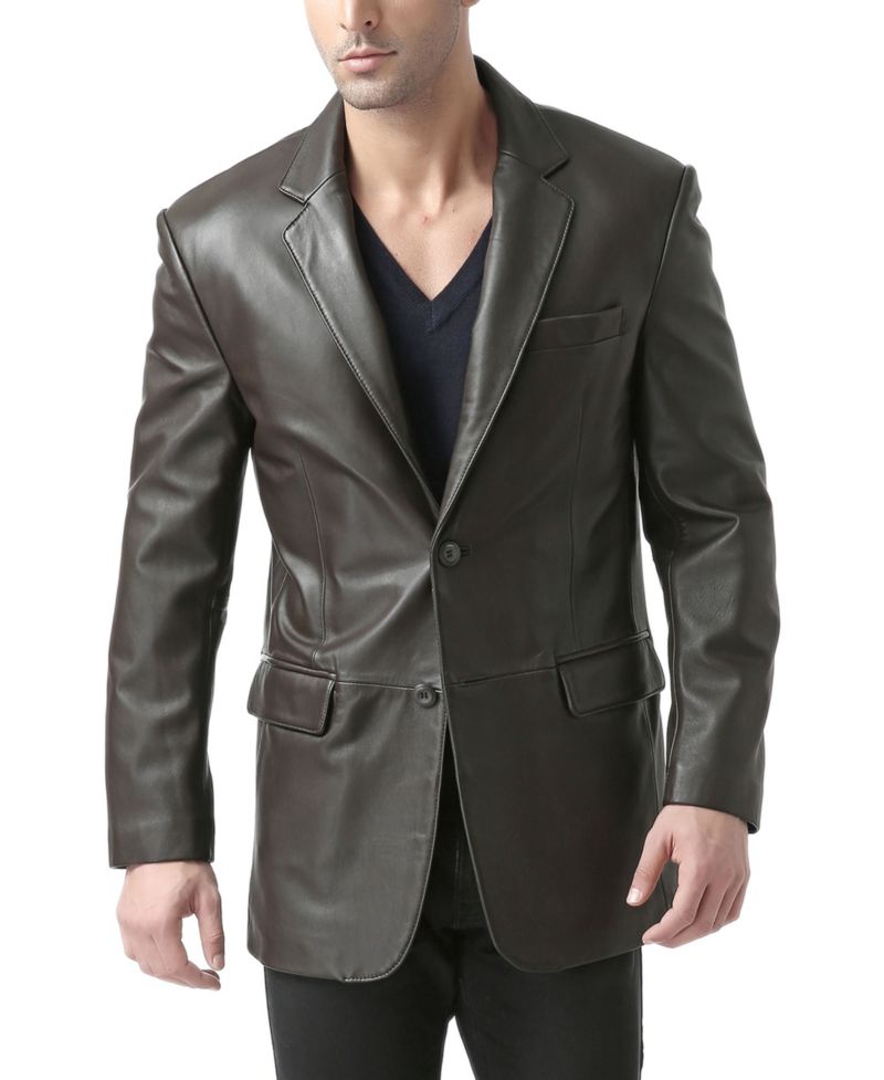 Big & Tall Classic Two-Button Leather Blazer