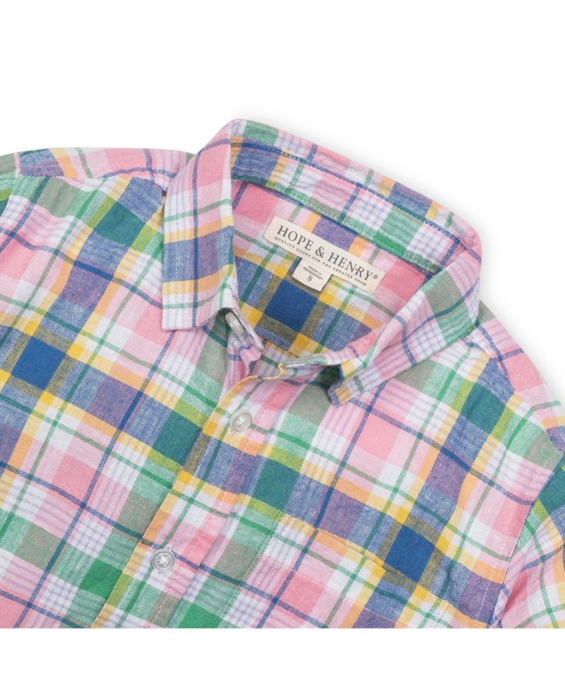 Hope and Henry Boys' Linen Long Sleeve Button Down Shirt - Kids