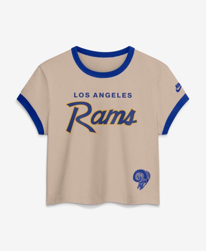 Women's Cream Los Angeles Rams Rewind Ringer Mod Cropped T-Shirt