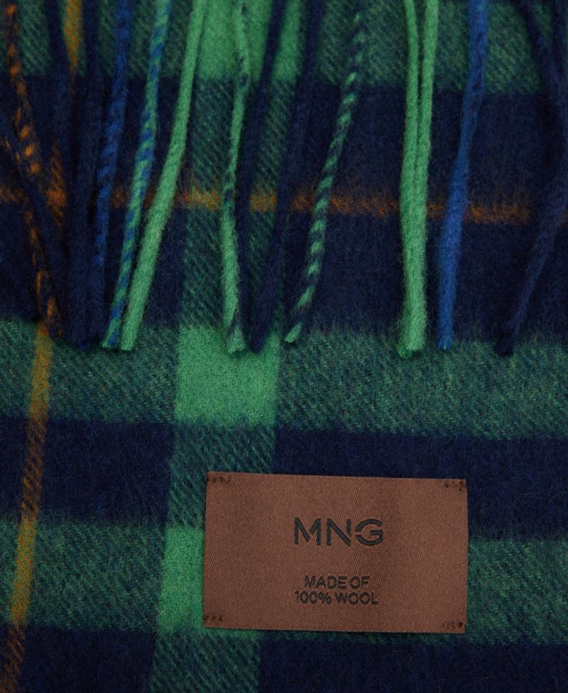 Plaid Fringed-Edge Wool Scarf, 11.81" W x 74.80" L