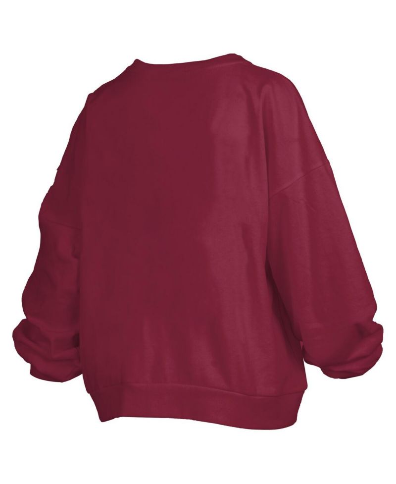 Women's Garnet South Carolina Gamecocks Janise Arch Over Logo Waist Length Oversized Pullover Sweatshirt