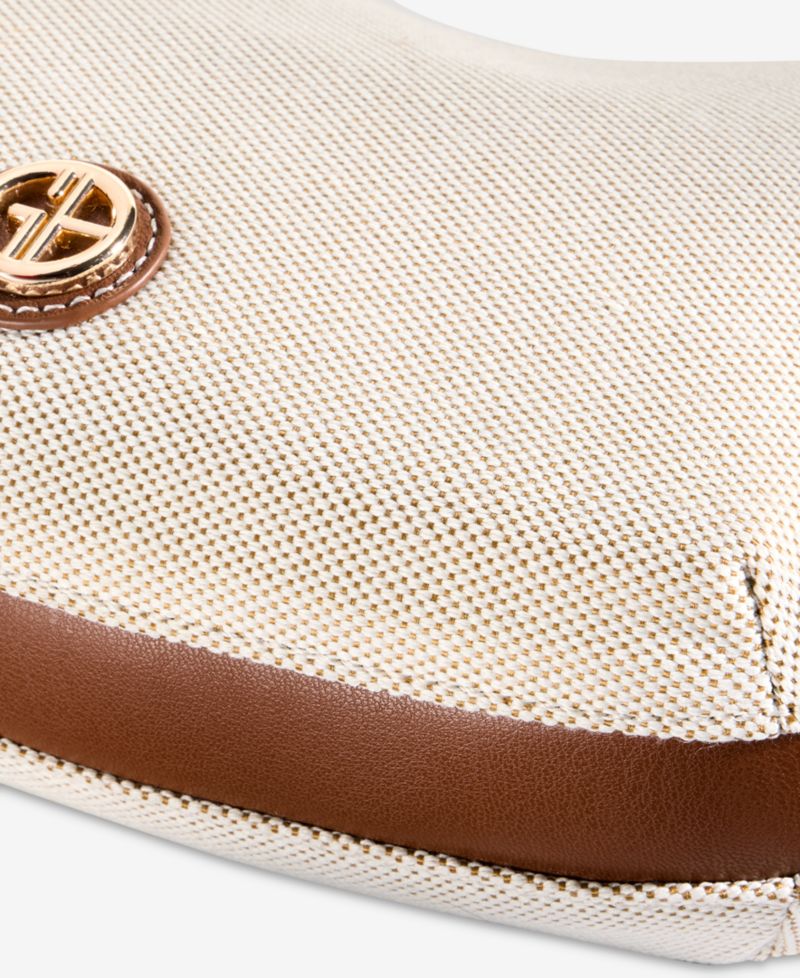 Linen Bamboo Handle Hobo
