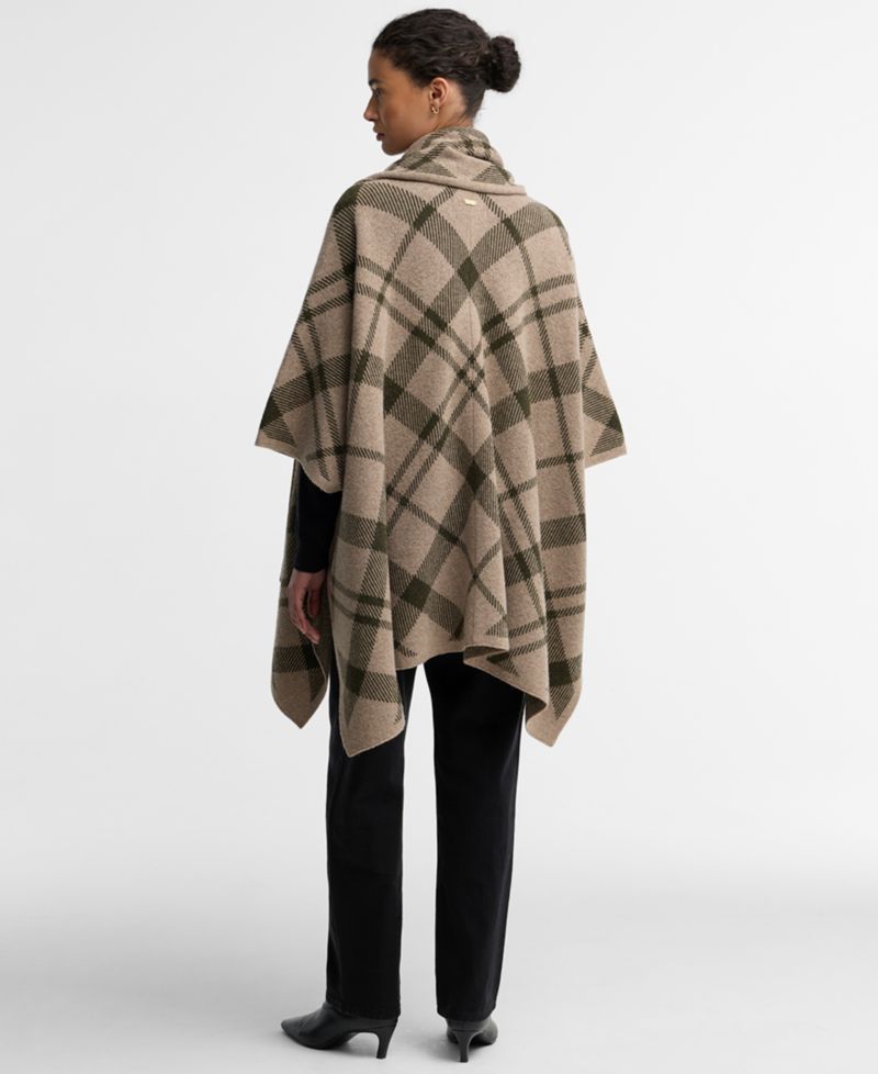 Women's Vienna Tartan Knitted V-Neck Wool-Blend Cape Coat