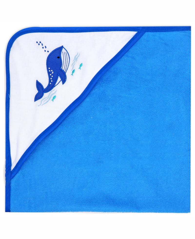 Boys and Girls 2 Pack Embroidered Hooded Bath Towel and Wash Cloth Set