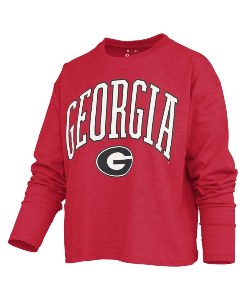 Women's Georgia Bulldogs Motley Long-Sleeve Boxy Burnout Cotton-Blend T-Shirt