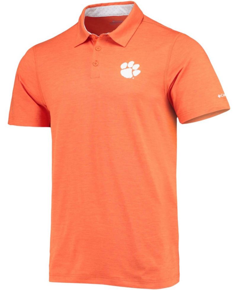 Men's Orange Clemson Tigers Tech Trail Space Dye Omni-Shade Polo