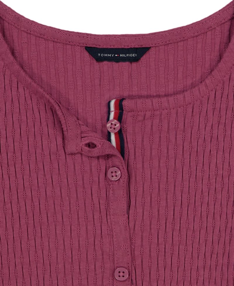 Girls' 7-16 Pointelle Rib Short-Sleeve Top