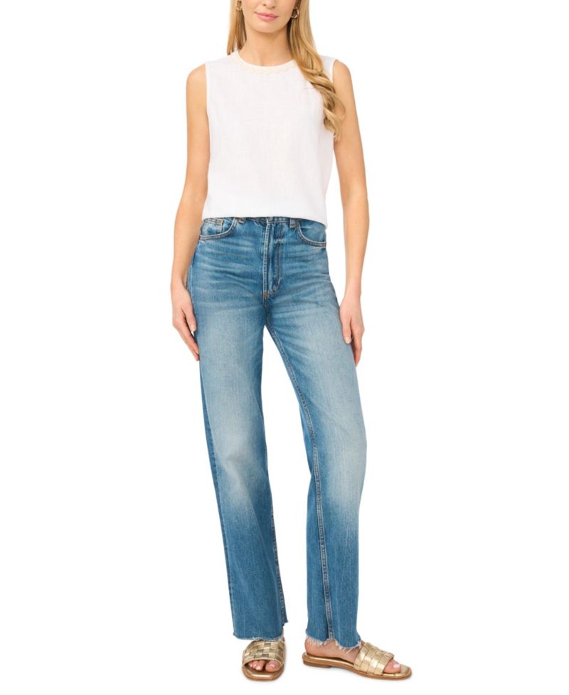 Plus Size Sleeveless Crewneck Blouse