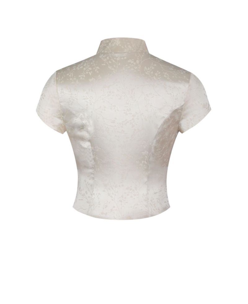 Women's Galilea Button-Up Floral-Print Keyhole Mandarin Collar Top