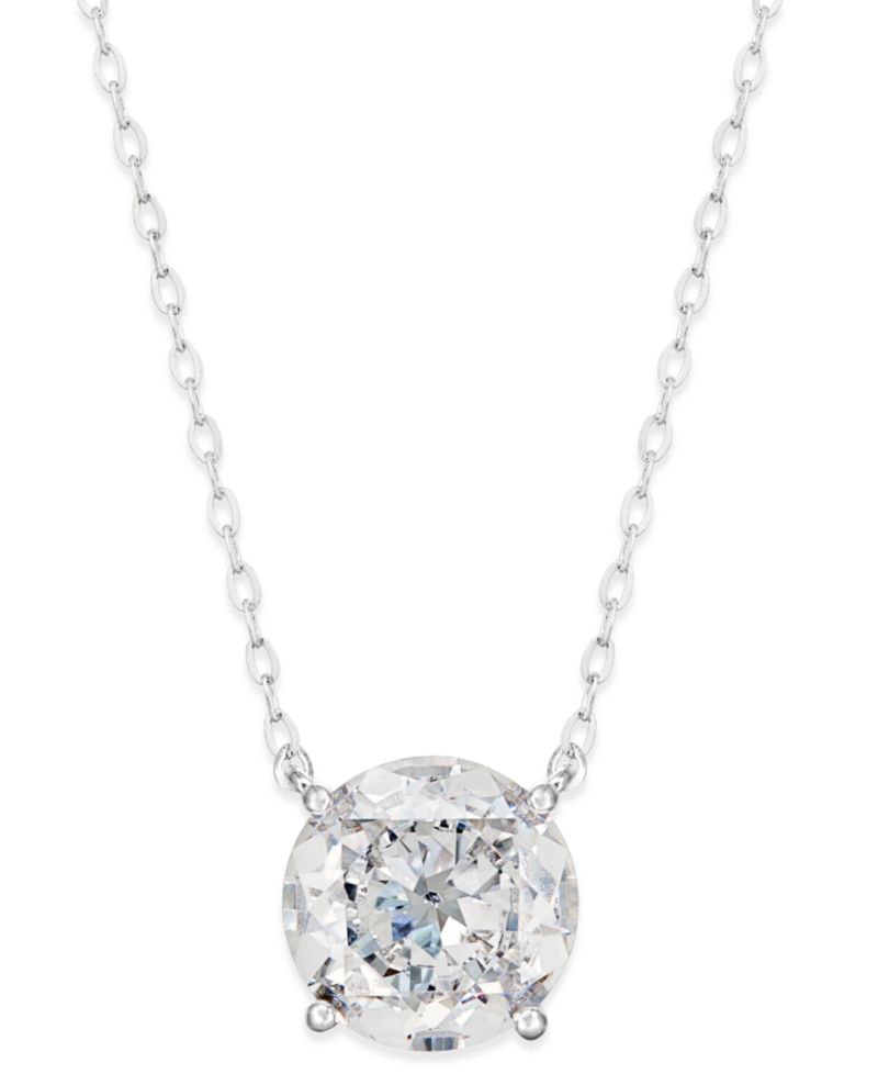 Silver-Tone Crystal Pendant Necklace