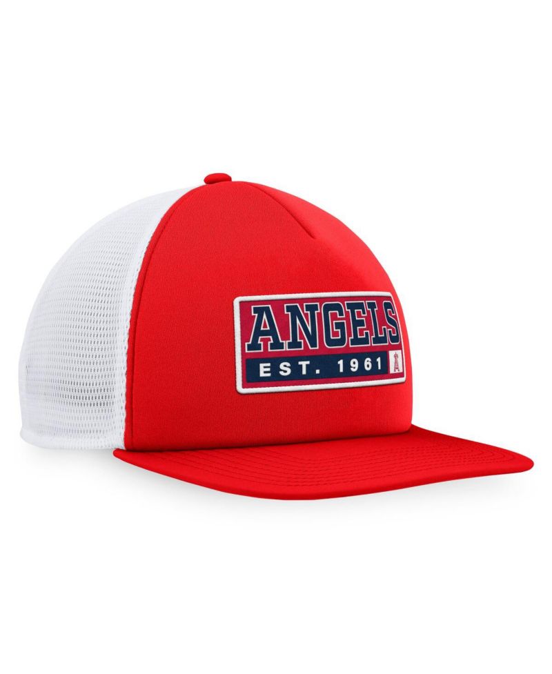 Men's Red, White Los Angeles Angels Foam Trucker Snapback Hat