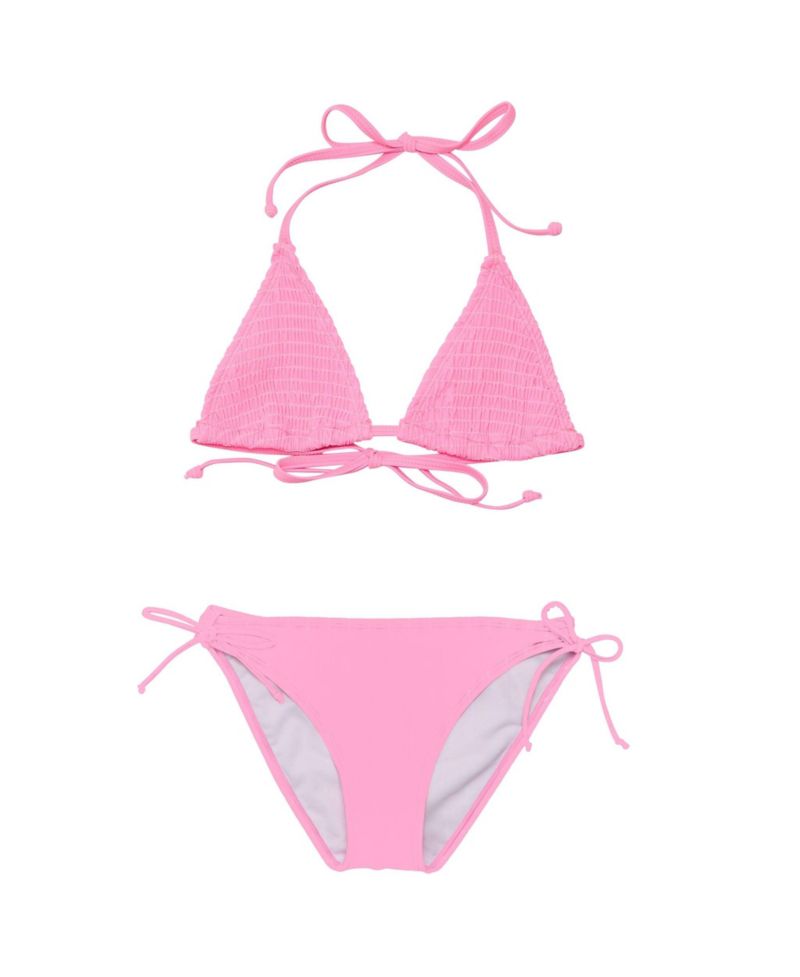 Pink Shirred Triangle Bikini