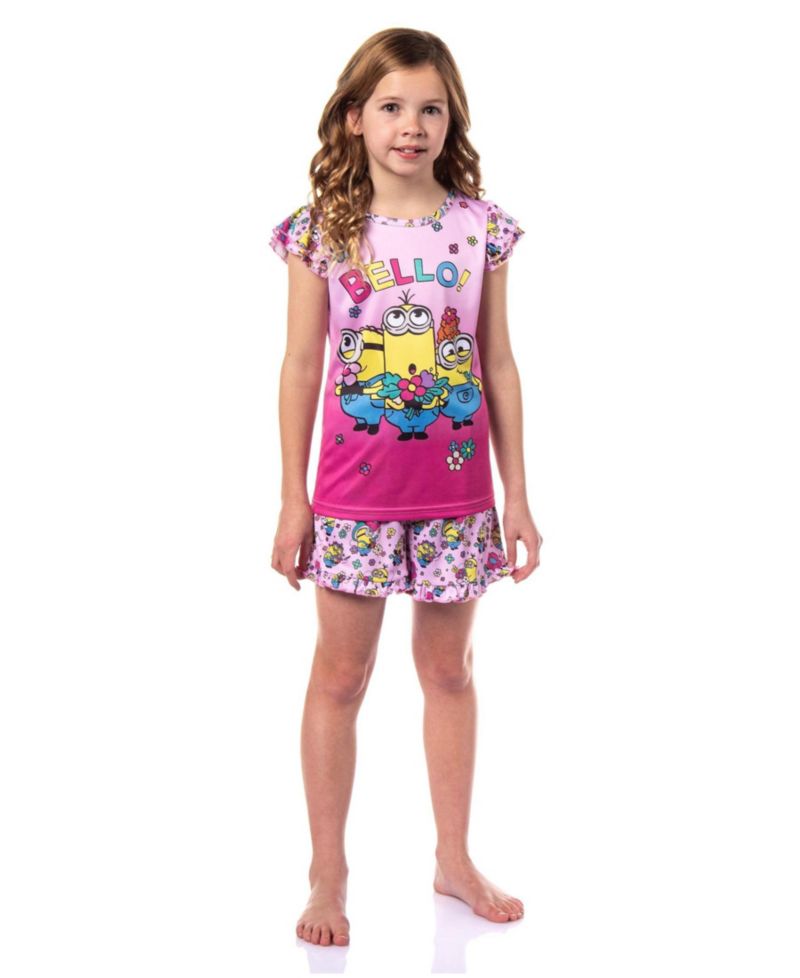 Girls' (4-20) Flower Bello Minions Sleep Pajama Sleep Set Shorts Kids