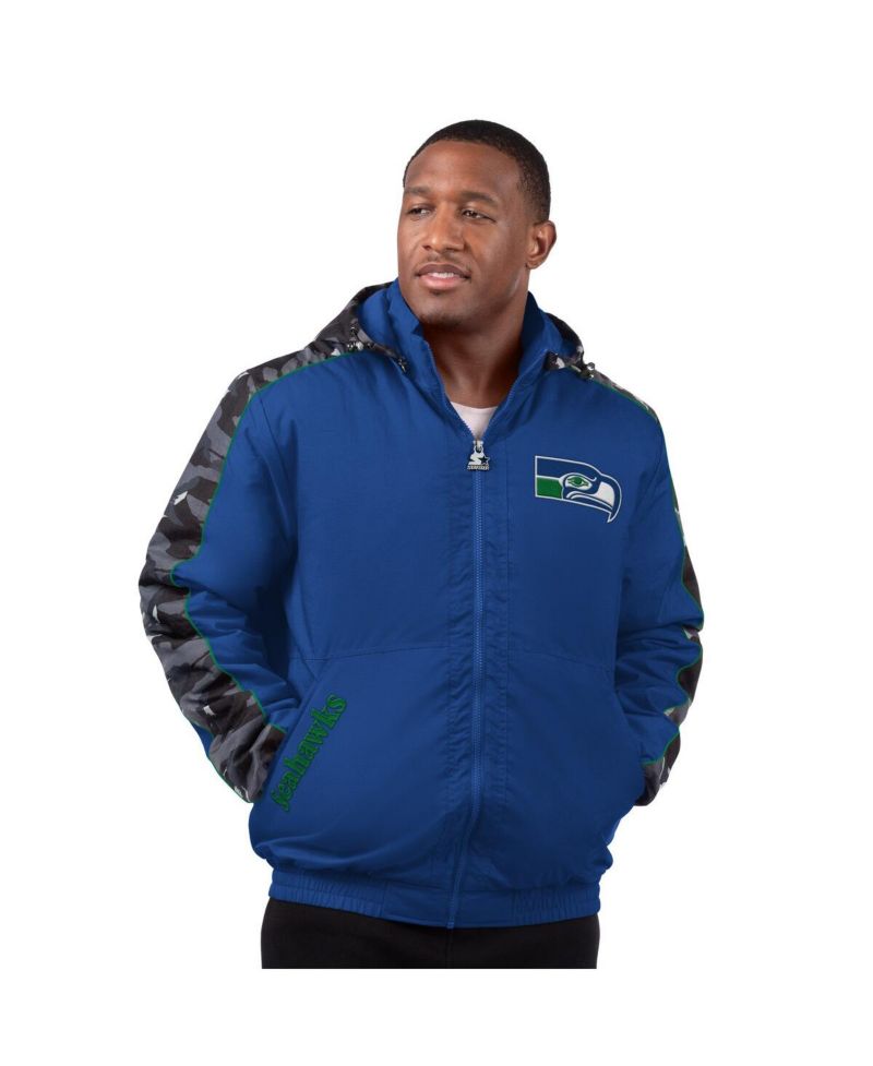 Men's Royal Seattle Seahawks Thursday Night Gridiron Full-Zip Hoodie Jacket