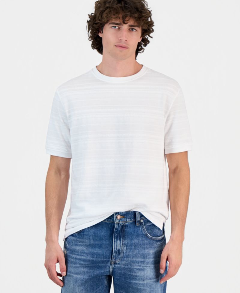 Men's Cotton-Blend Textured Knit Crewneck Top