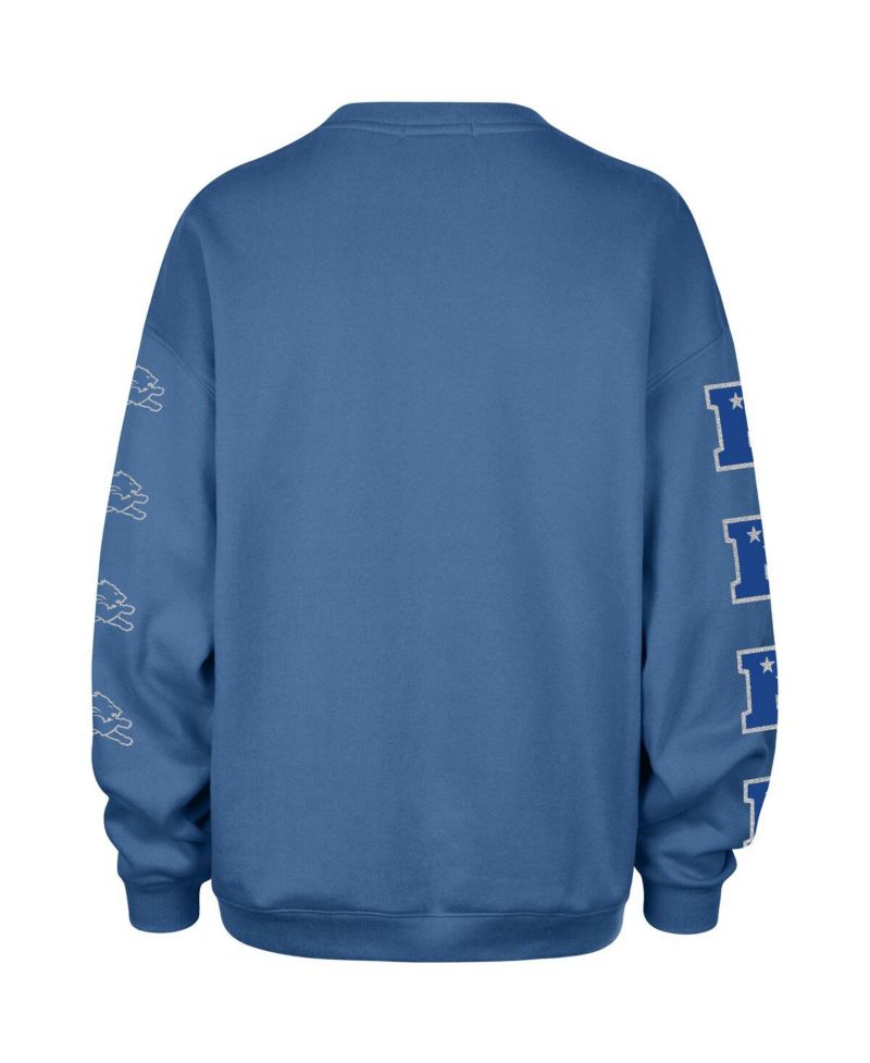 Women's Blue Detroit Lions Go Big Oversized Pullover Sweatshirt