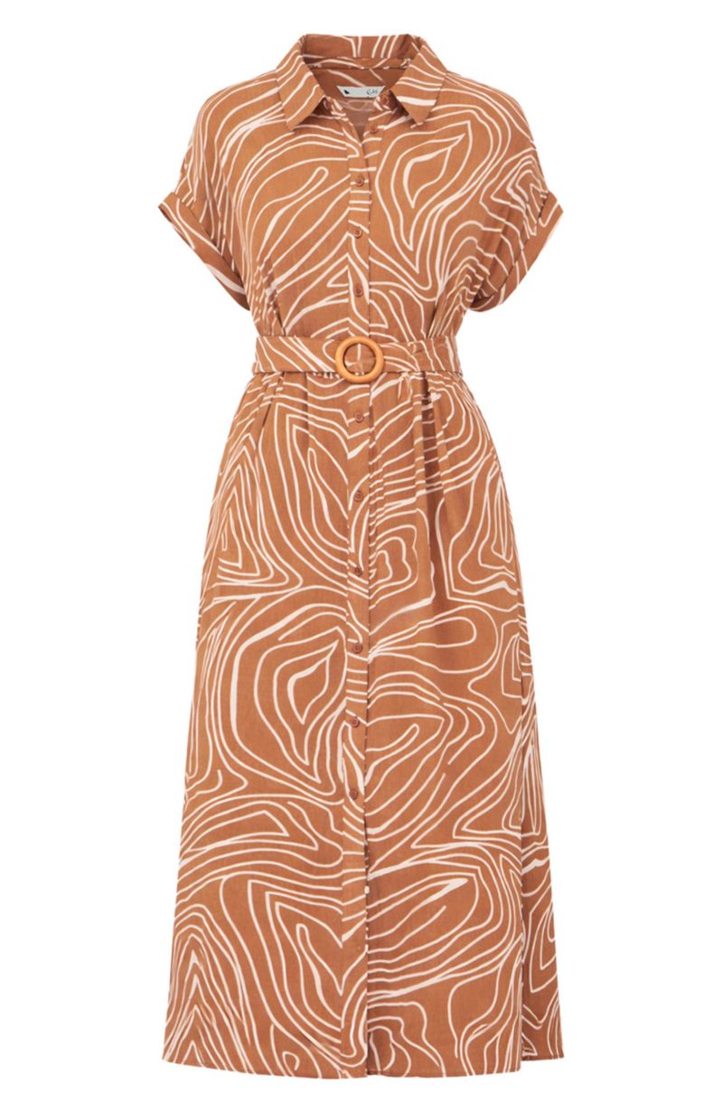 Women's Abstract Swirl Print Relaxed Midi Dress