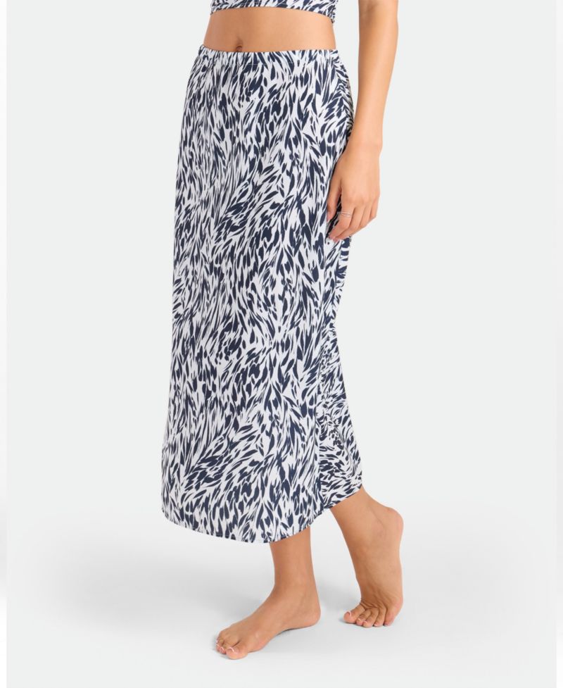 Women's Abstract Print Midi Swim Cover-Up Skirt