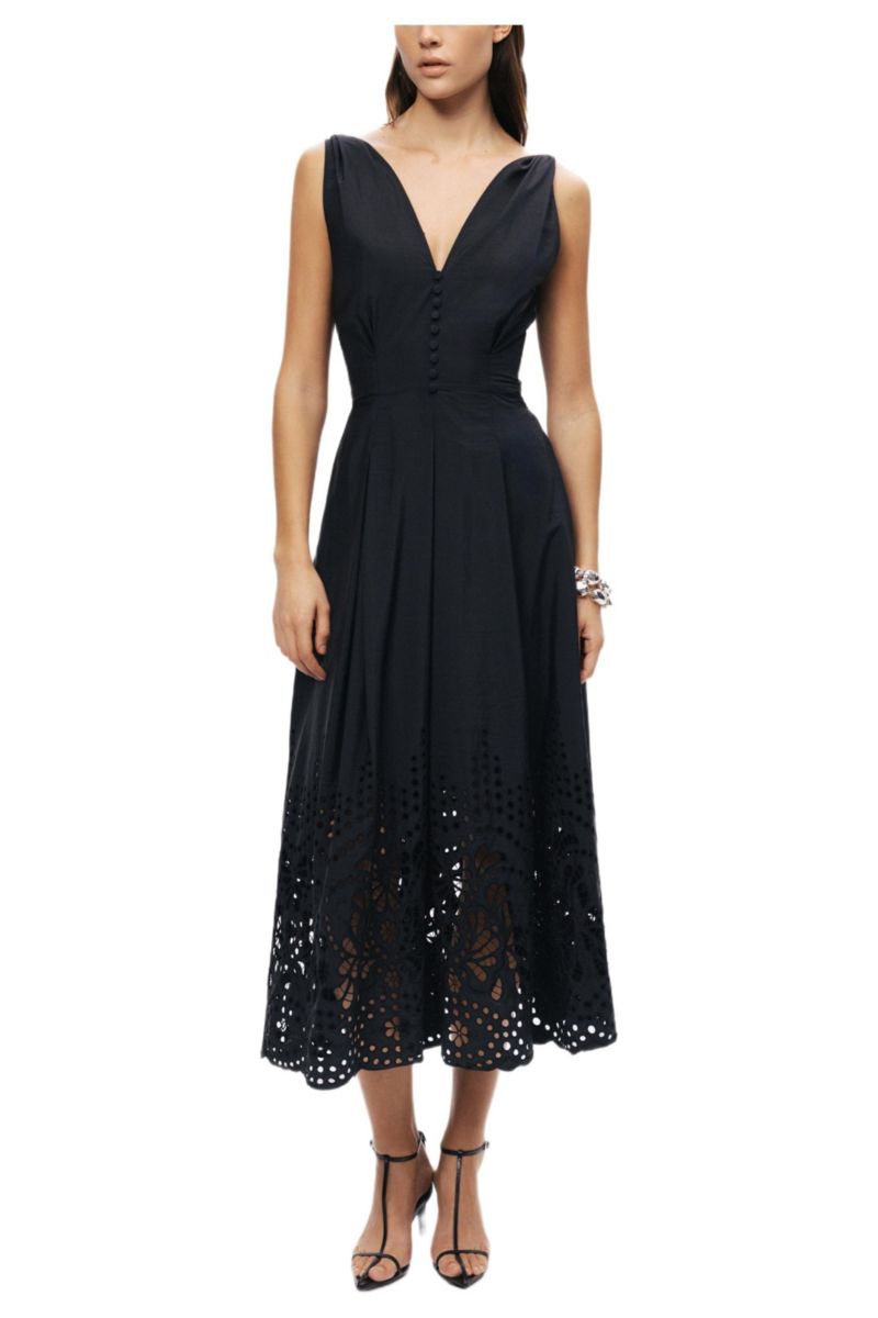 Women's Sleeveless Embroidered Midi Dress