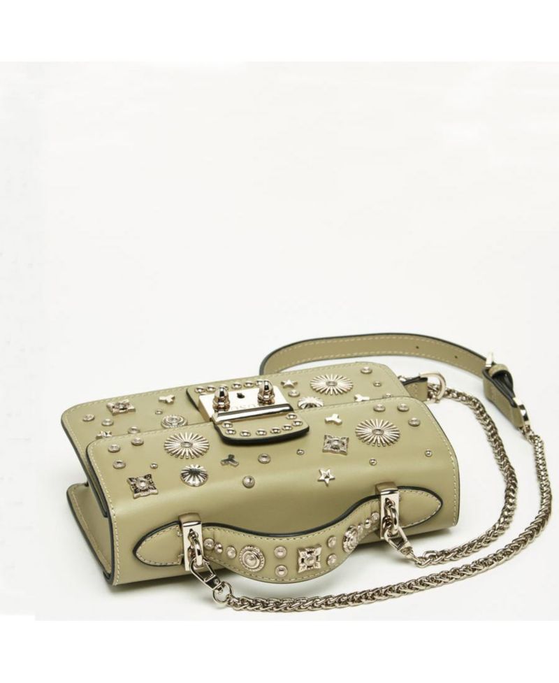 Women s Leather Crossbody Bag Designer Shoulder Purse with Top Handle Statement Handbag with Embellished for Date Night Bag