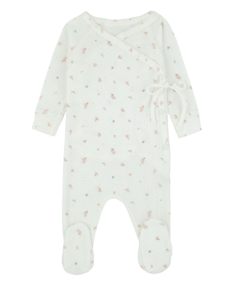Baby Girls ( 1M to 12M ) Pointelle Printed Wrap Footie