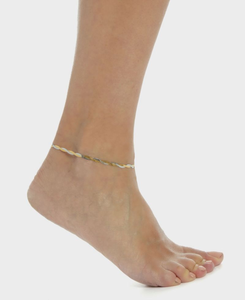 Tarnish-Resistant Mixed Metal Braided Herringbone Chain Amina Anklet