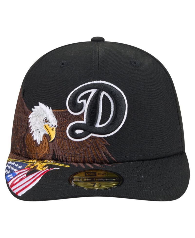 Men's Black Los Angeles Dodgers Americana Bald Eagle Pre-Curved 59FIFTY Fitted Hat