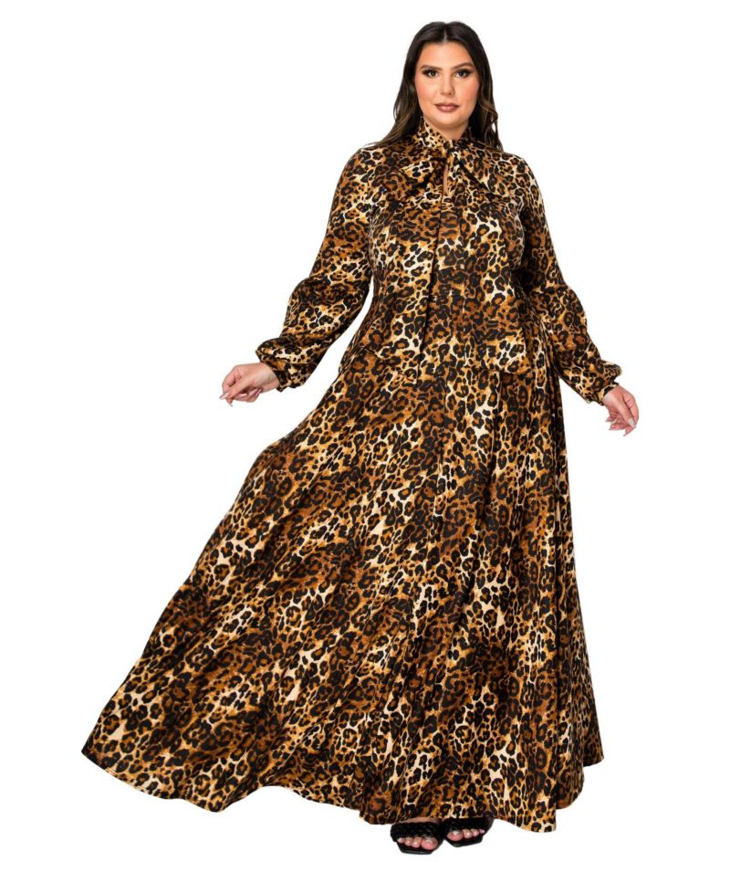Plus Size Luciana Leopard Print Pocket Maxi Dress