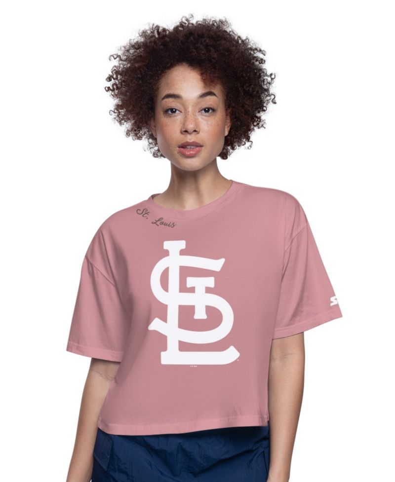 Women's Pink St. Louis Cardinals Play the Ball Boxy Cropped T-Shirt