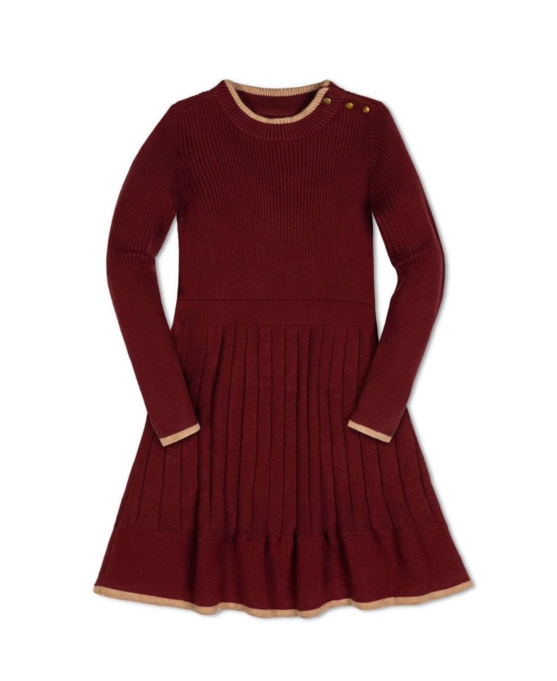 Little and Big Girls (6 - 12) Organic Mock Neck Flounce Hem Sweater Dress