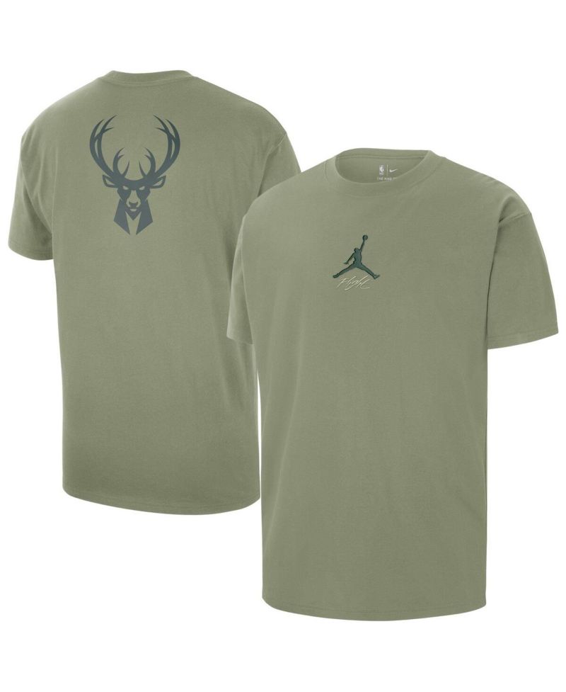 Men's Green Milwaukee Bucks Statement Edition Jumpman Flight Heavyweight T-Shirt