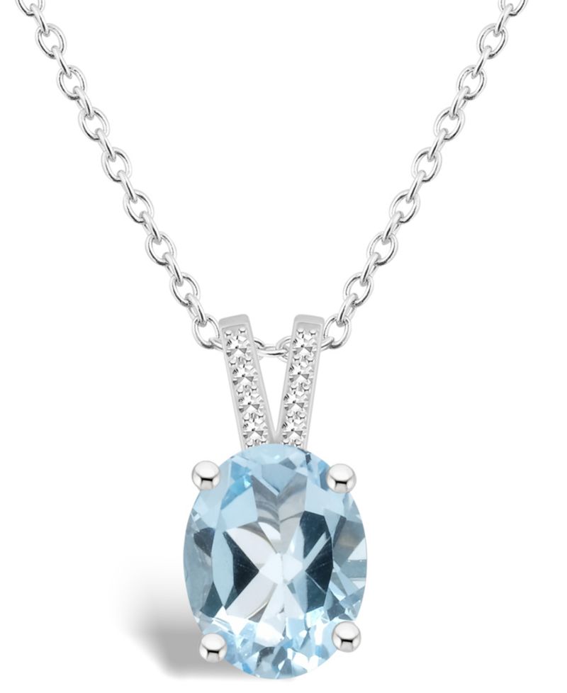 Women's Sky Blue Topaz (3-3/5 ct.t.w.) and Diamond Accent Pendant Necklace in Sterling Silver